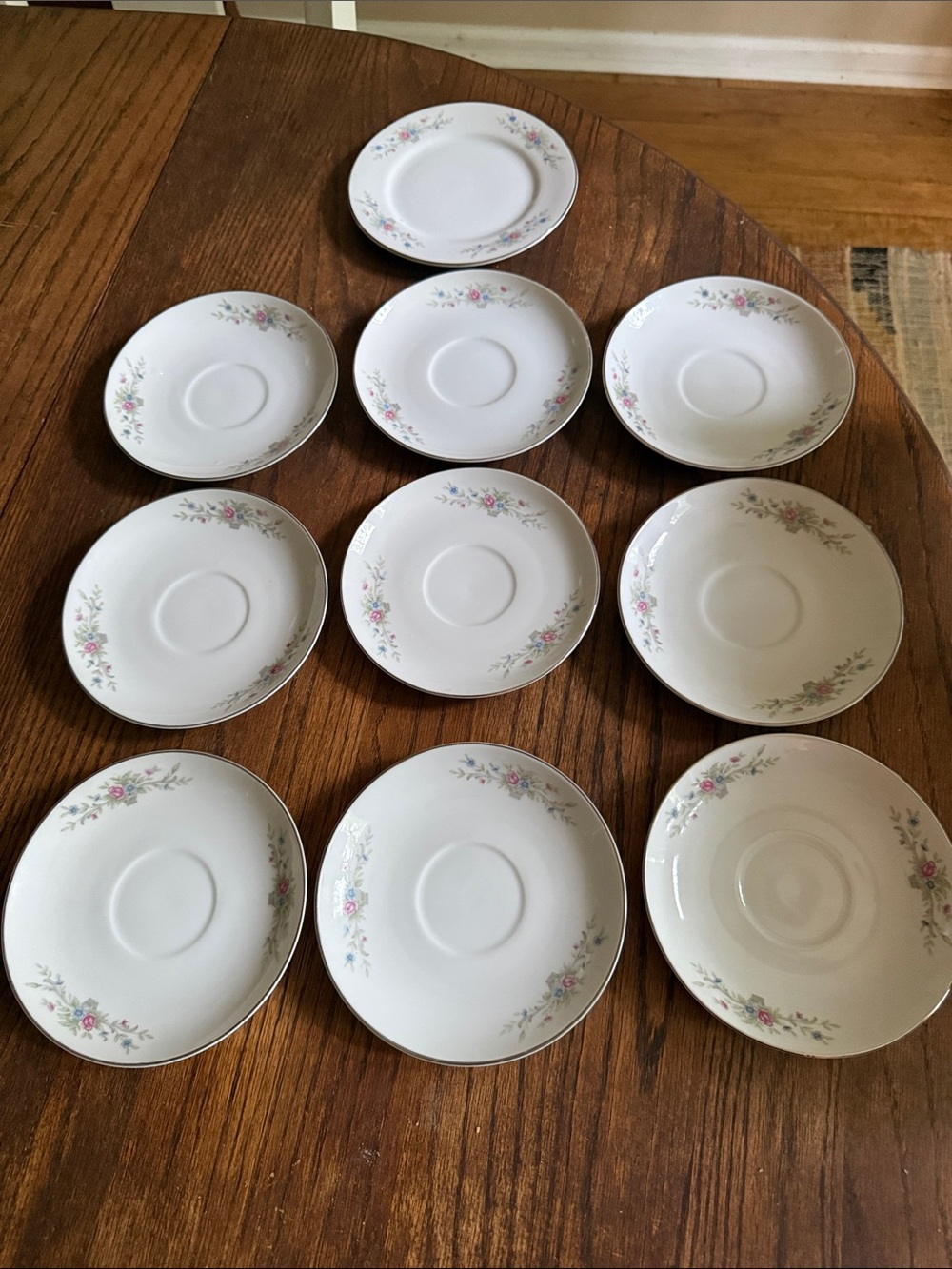 9 fine China replacement saucers & 1 sm bowl by Florenteen China Japan Fantasia